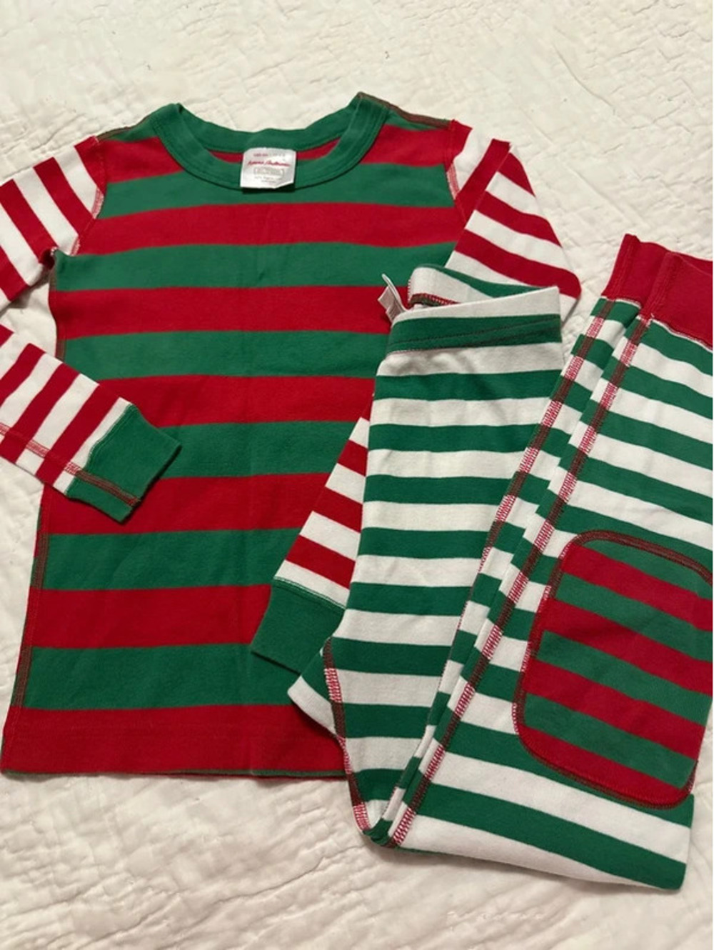 Hanna Andersson Holiday 6-7 Organic Cotton Long-Sleeve Patchwork Stripe Pajamas